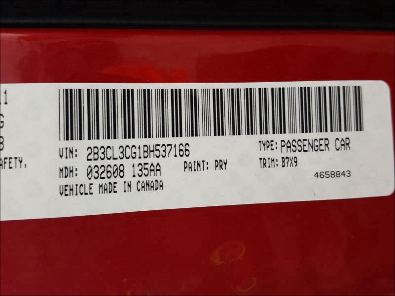 Photo 9 VIN: 2B3CL3CG1BH537166 - DODGE CHARGER 