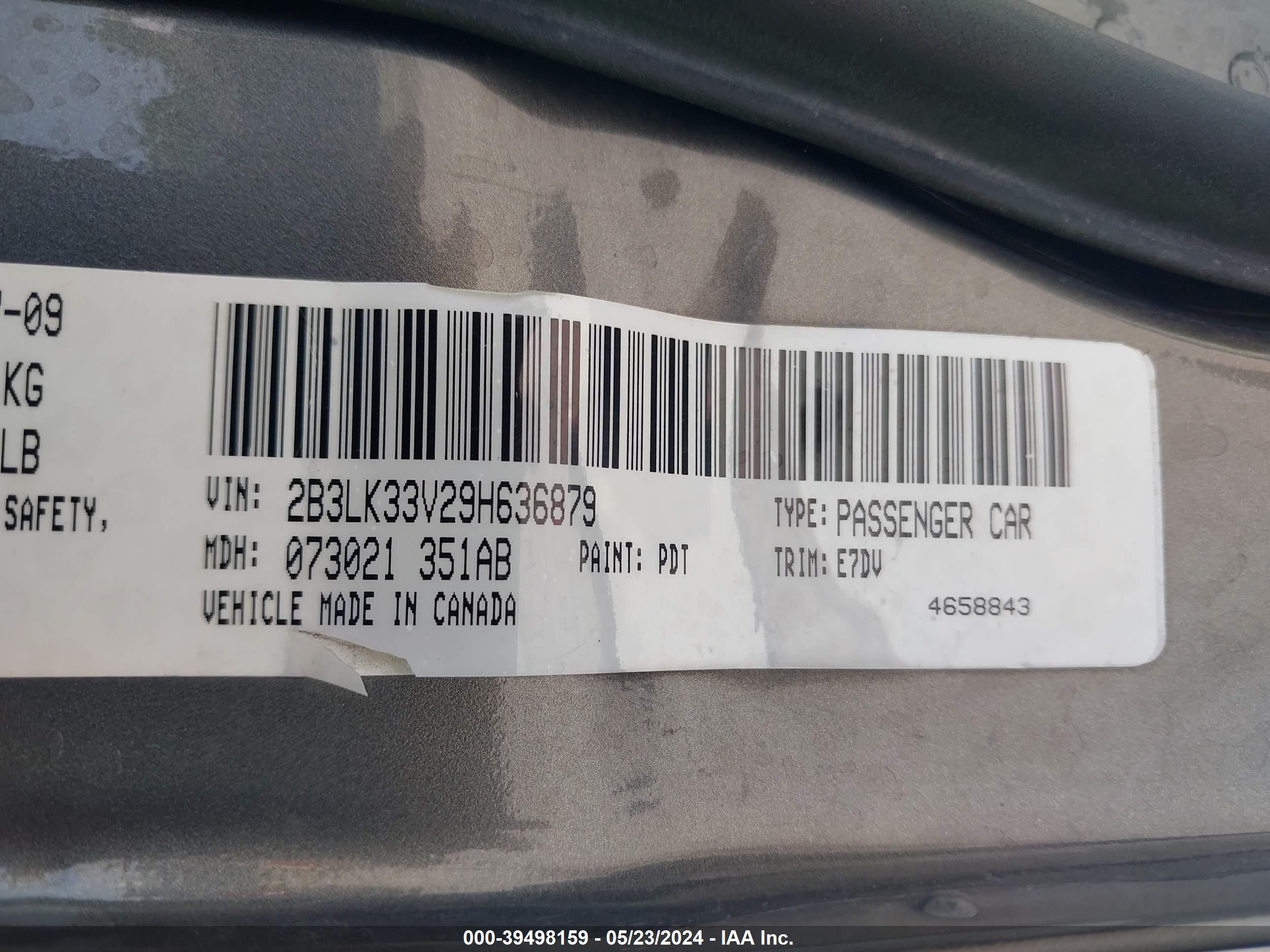 Photo 8 VIN: 2B3LK33V29H636879 - DODGE CHARGER 