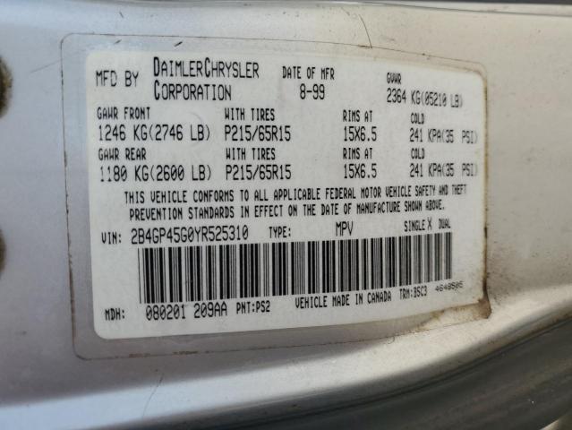 Photo 13 VIN: 2B4GP45G0YR525310 - DODGE CARAVAN SE 