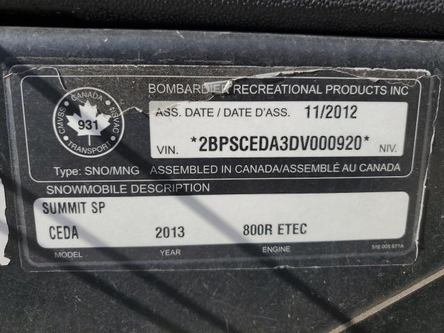 Photo 9 VIN: 2BPSCEDA3DV000920 - SKI DOO SUMMIT SP 