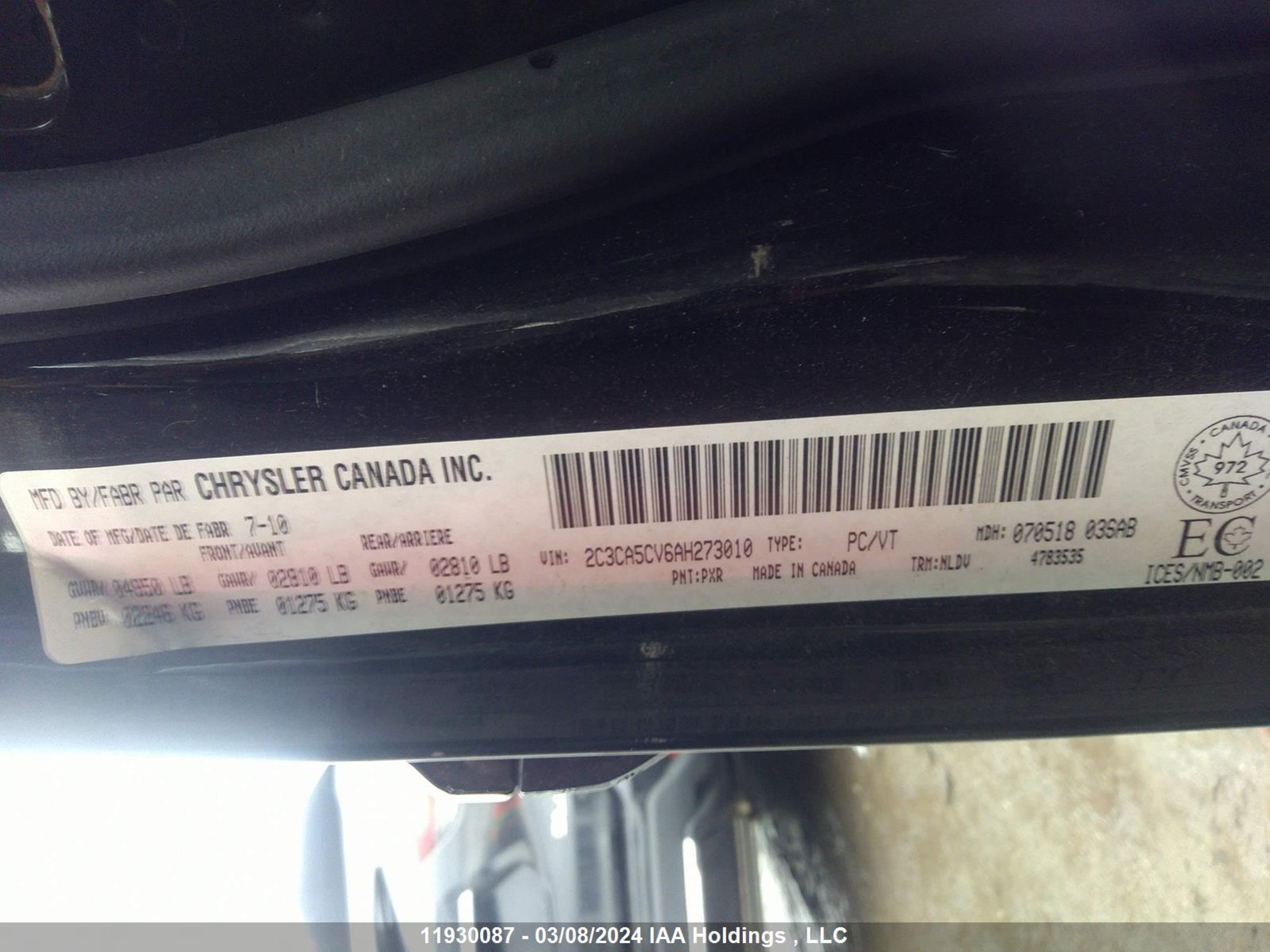 Photo 8 VIN: 2C3CA5CV6AH273010 - CHRYSLER 300 