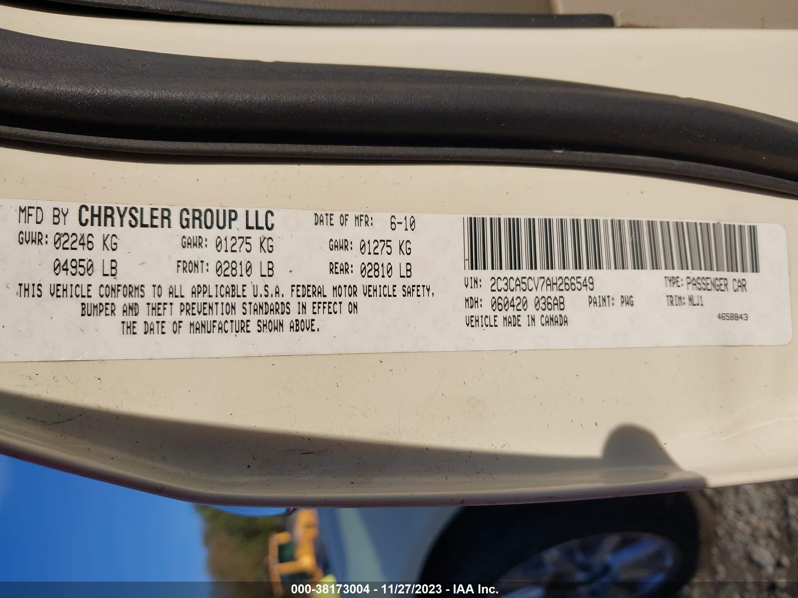 Photo 8 VIN: 2C3CA5CV7AH266549 - CHRYSLER 300 