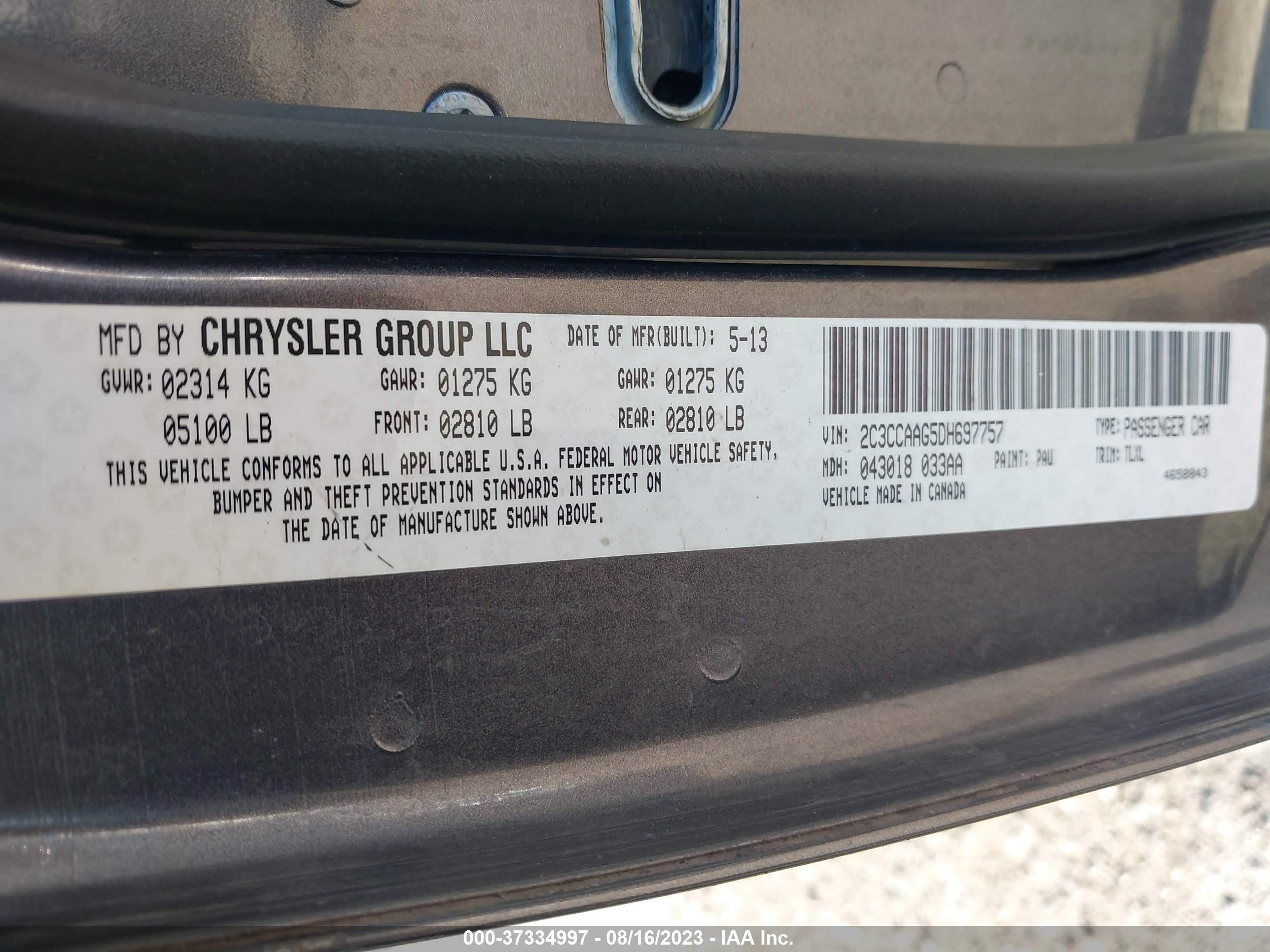 Photo 8 VIN: 2C3CCAAG5DH697757 - CHRYSLER 300 