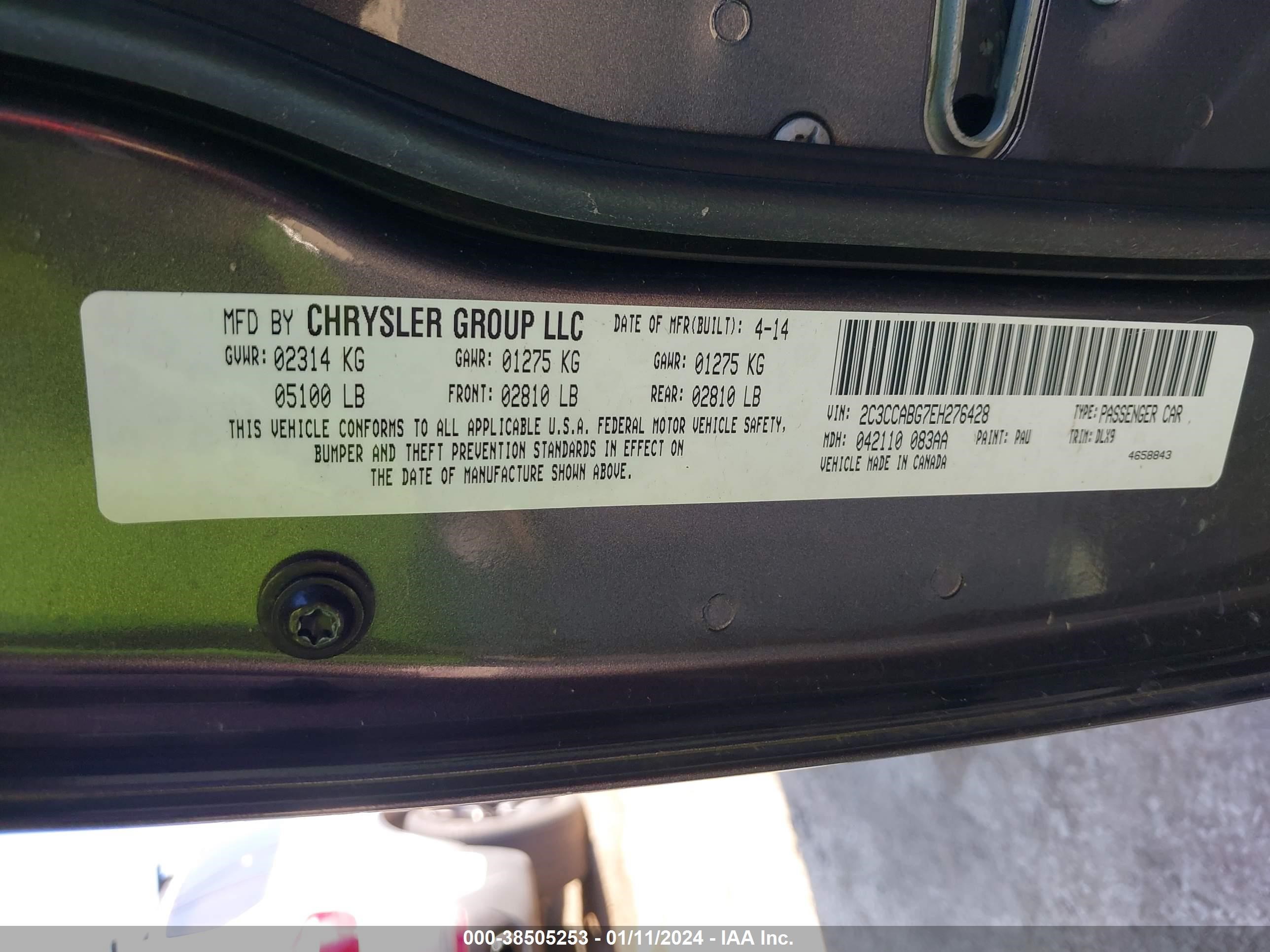 Photo 8 VIN: 2C3CCABG7EH276428 - CHRYSLER 300 