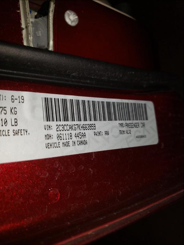 Photo 9 VIN: 2C3CCAKG7KH663959 - CHRYSLER 300 LIMITE 