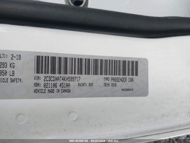 Photo 8 VIN: 2C3CDXAT4KH599717 - DODGE CHARGER 