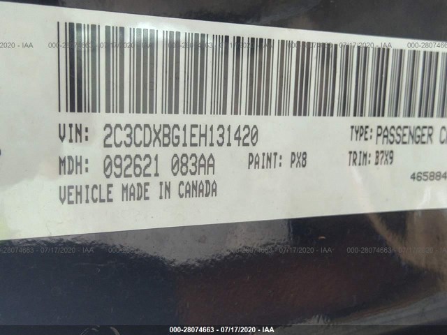 Photo 8 VIN: 2C3CDXBG1EH131420 - DODGE CHARGER 