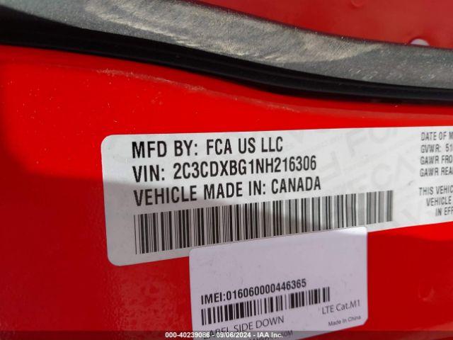 Photo 8 VIN: 2C3CDXBG1NH216306 - DODGE CHARGER 