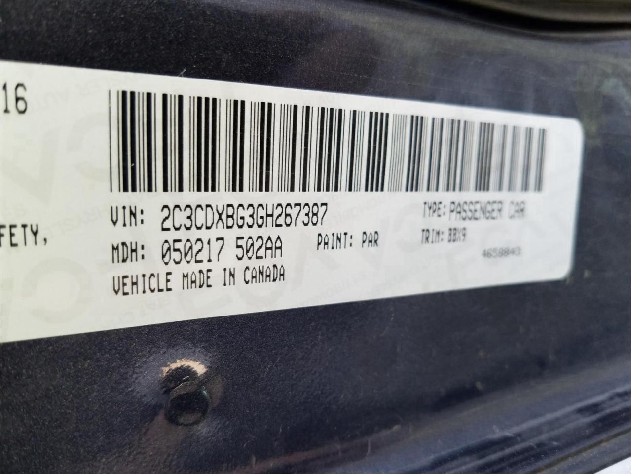 Photo 9 VIN: 2C3CDXBG3GH267387 - DODGE CHARGER SE 