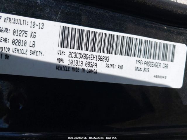 Photo 8 VIN: 2C3CDXBG4EH168803 - DODGE CHARGER 