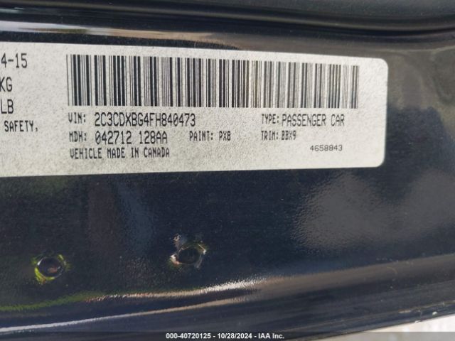 Photo 8 VIN: 2C3CDXBG4FH840473 - DODGE CHARGER 