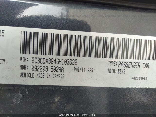 Photo 8 VIN: 2C3CDXBG4GH103632 - DODGE CHARGER 