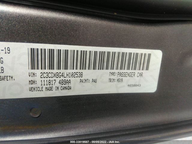 Photo 8 VIN: 2C3CDXBG4LH102538 - DODGE CHARGER 