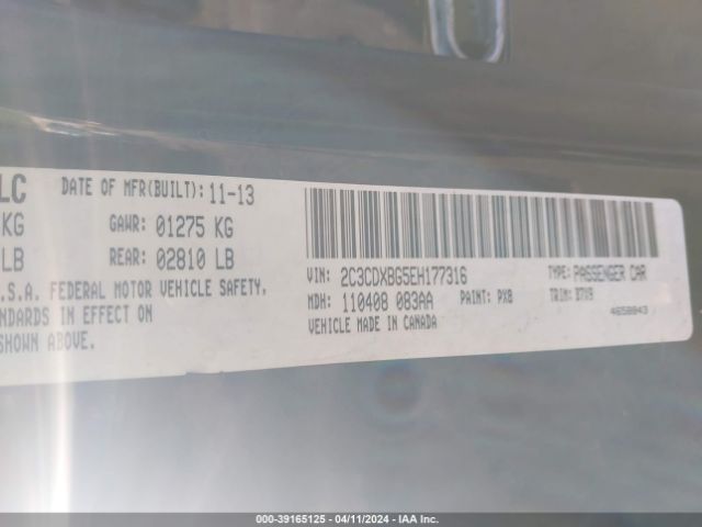 Photo 8 VIN: 2C3CDXBG5EH177316 - DODGE CHARGER 