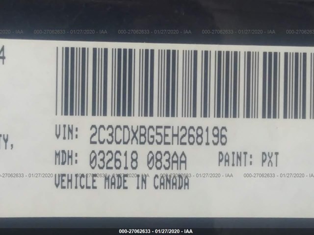 Photo 8 VIN: 2C3CDXBG5EH268196 - DODGE CHARGER 