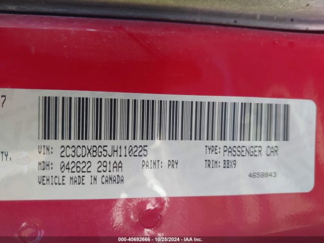 Photo 8 VIN: 2C3CDXBG5JH110225 - DODGE CHARGER 