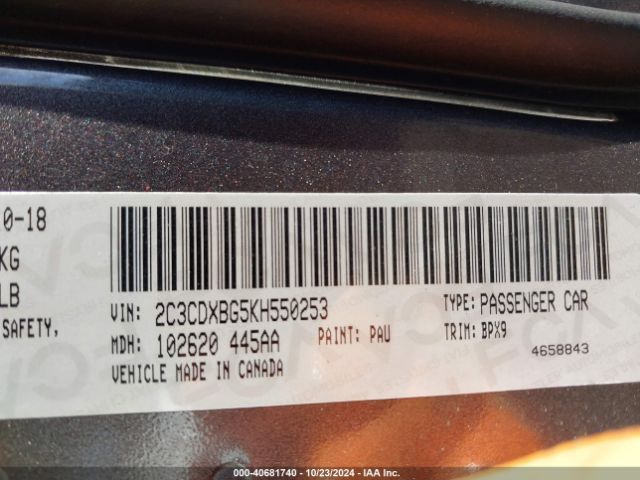 Photo 8 VIN: 2C3CDXBG5KH550253 - DODGE CHARGER 