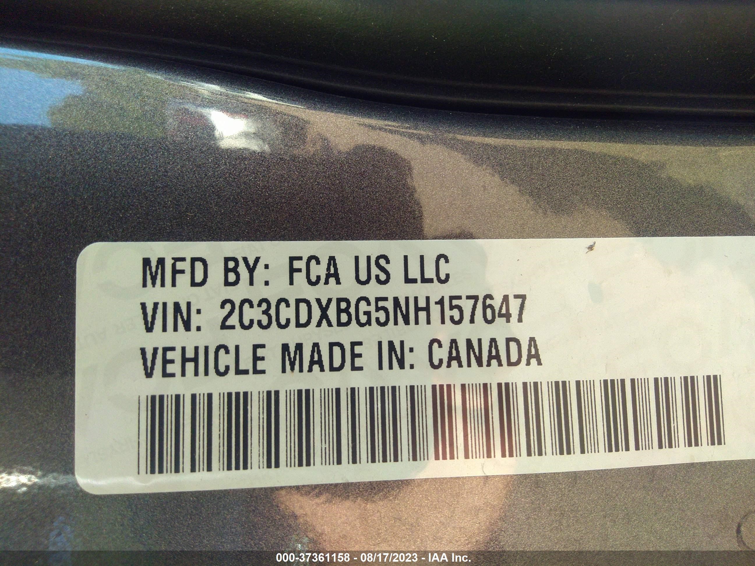 Photo 8 VIN: 2C3CDXBG5NH157647 - DODGE CHARGER 