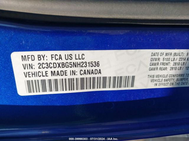 Photo 8 VIN: 2C3CDXBG5NH231536 - DODGE CHARGER 