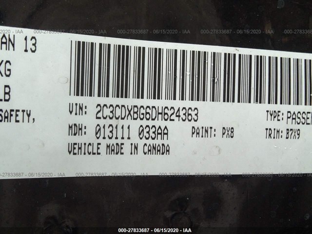 Photo 8 VIN: 2C3CDXBG6DH624363 - DODGE CHARGER 