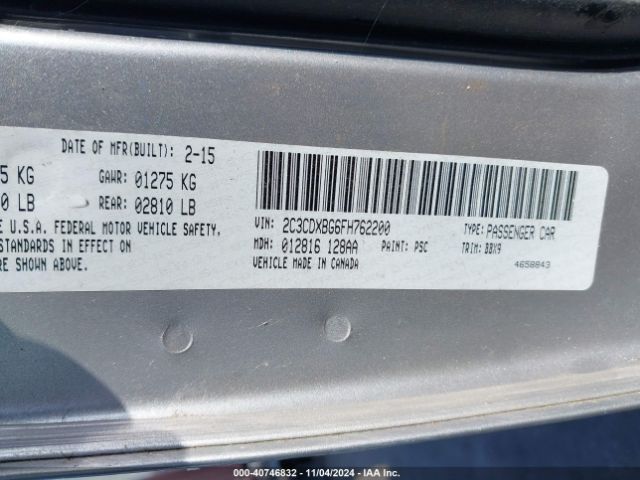 Photo 8 VIN: 2C3CDXBG6FH762200 - DODGE CHARGER 