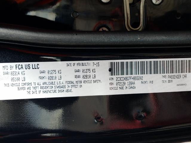 Photo 9 VIN: 2C3CDXBG7FH893202 - DODGE CHARGER SE 