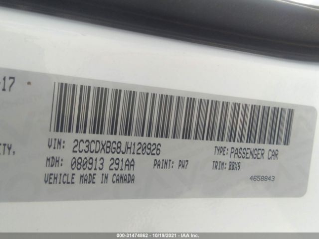 Photo 8 VIN: 2C3CDXBG8JH120926 - DODGE CHARGER 