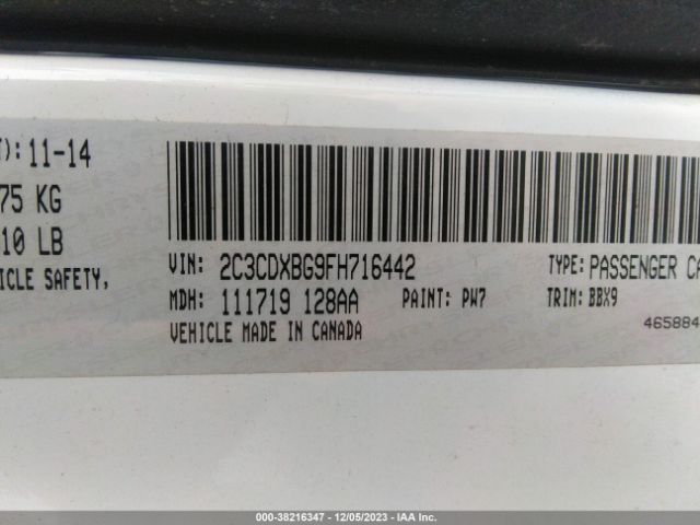 Photo 8 VIN: 2C3CDXBG9FH716442 - DODGE CHARGER 