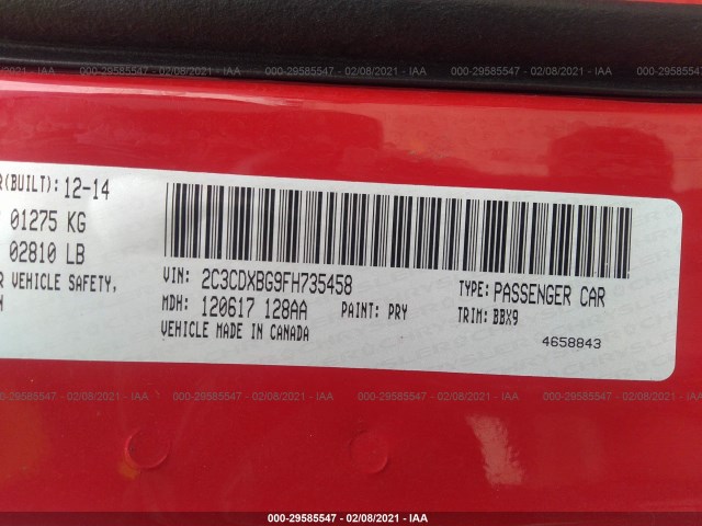 Photo 8 VIN: 2C3CDXBG9FH735458 - DODGE CHARGER 