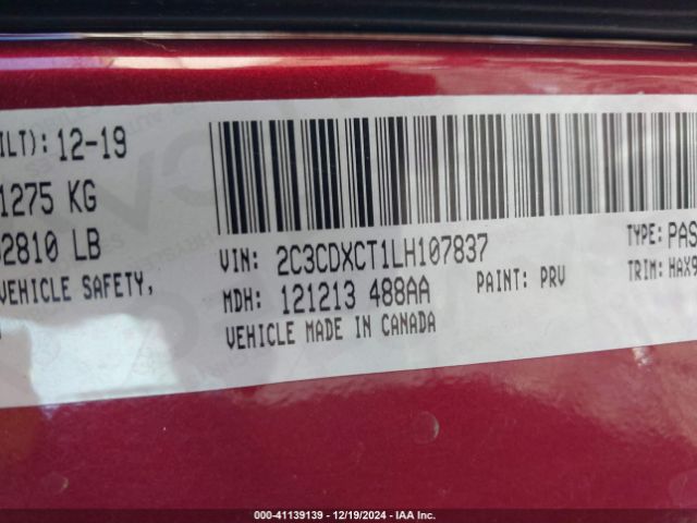 Photo 8 VIN: 2C3CDXCT1LH107837 - DODGE CHARGER 