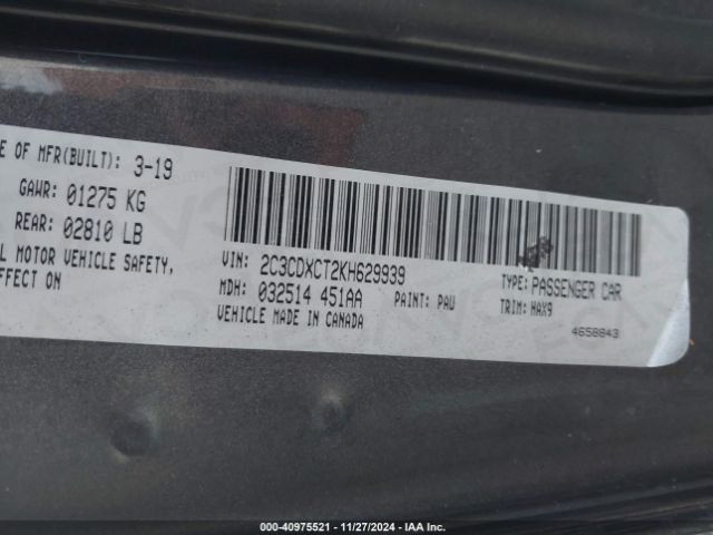 Photo 8 VIN: 2C3CDXCT2KH629939 - DODGE CHARGER 