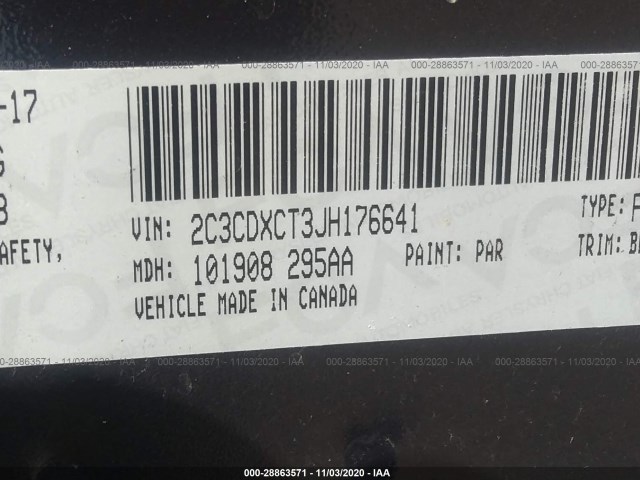 Photo 8 VIN: 2C3CDXCT3JH176641 - DODGE CHARGER 