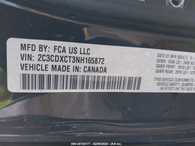 Photo 8 VIN: 2C3CDXCT3NH165872 - DODGE CHARGER 