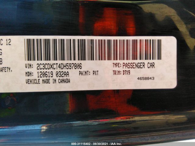 Photo 8 VIN: 2C3CDXCT4DH597806 - DODGE CHARGER 