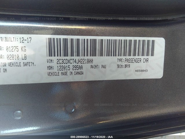 Photo 8 VIN: 2C3CDXCT4JH221800 - DODGE CHARGER 