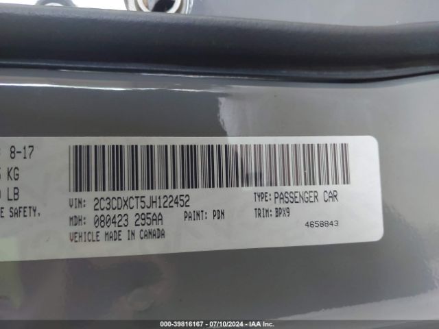 Photo 8 VIN: 2C3CDXCT5JH122452 - DODGE CHARGER 