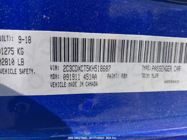 Photo 8 VIN: 2C3CDXCT5KH518687 - DODGE CHARGER 