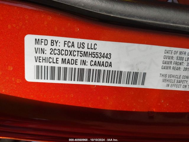 Photo 8 VIN: 2C3CDXCT5MH553443 - DODGE CHARGER 