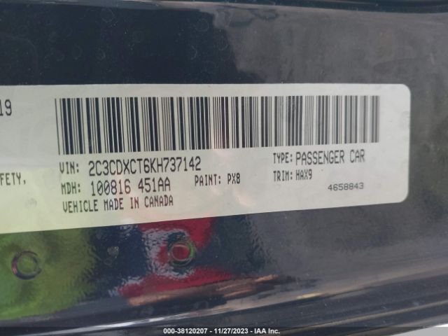 Photo 8 VIN: 2C3CDXCT6KH737142 - DODGE CHARGER 