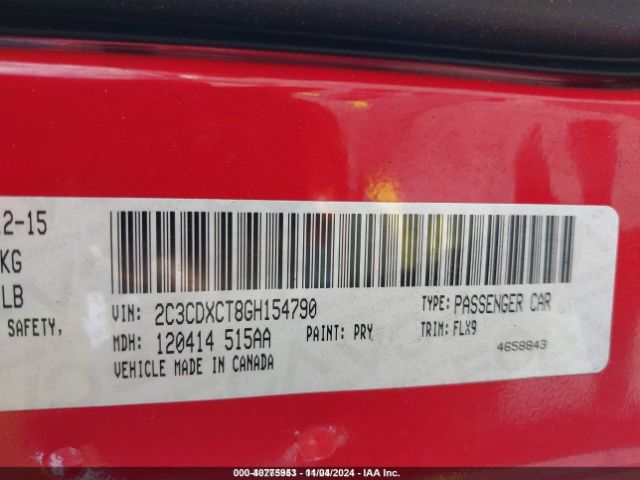 Photo 8 VIN: 2C3CDXCT8GH154790 - DODGE CHARGER 