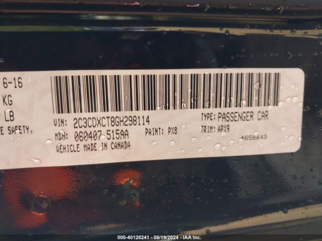 Photo 8 VIN: 2C3CDXCT8GH298114 - DODGE CHARGER 