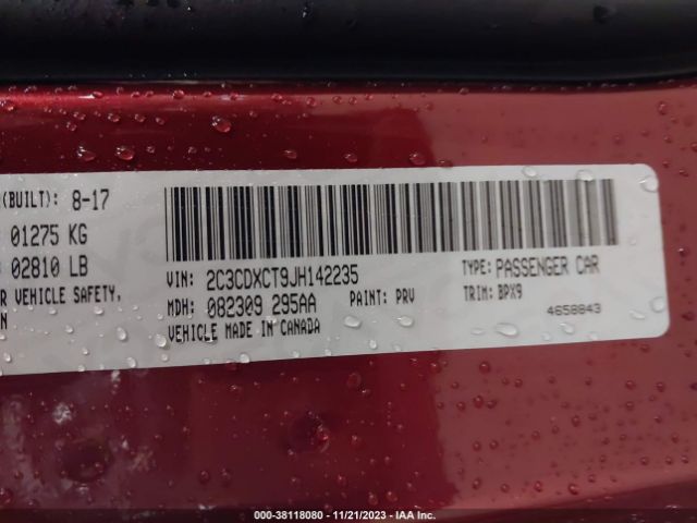 Photo 8 VIN: 2C3CDXCT9JH142235 - DODGE CHARGER 