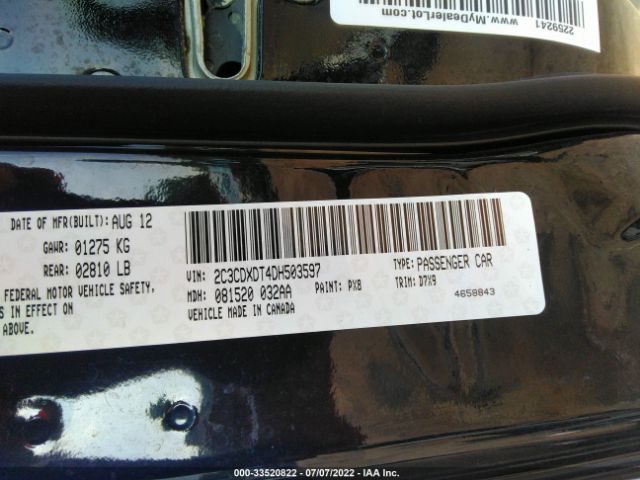 Photo 8 VIN: 2C3CDXDT4DH503597 - DODGE CHARGER 