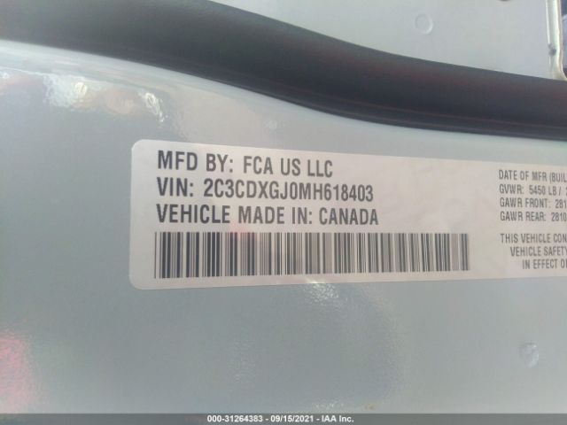 Photo 8 VIN: 2C3CDXGJ0MH618403 - DODGE CHARGER 