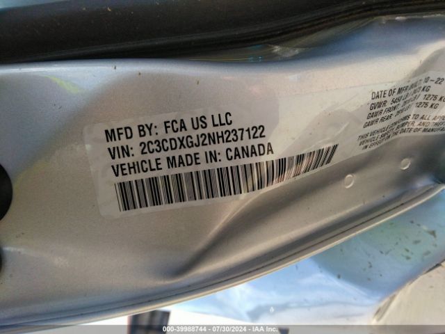 Photo 8 VIN: 2C3CDXGJ2NH237122 - DODGE CHARGER 