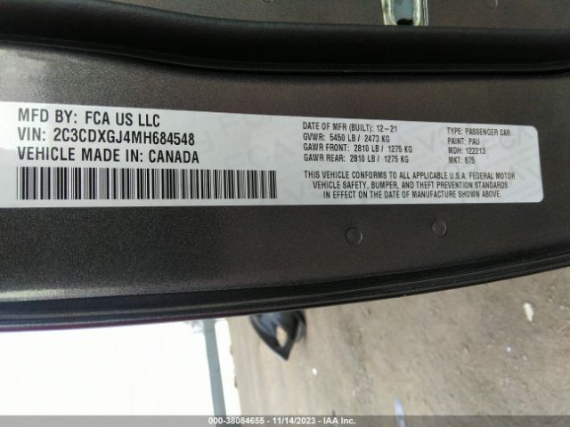 Photo 8 VIN: 2C3CDXGJ4MH684548 - DODGE CHARGER 