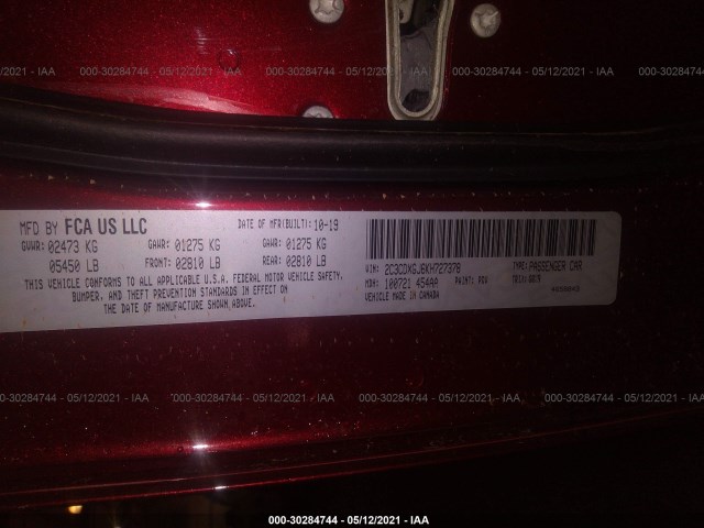 Photo 8 VIN: 2C3CDXGJ6KH727378 - DODGE CHARGER 