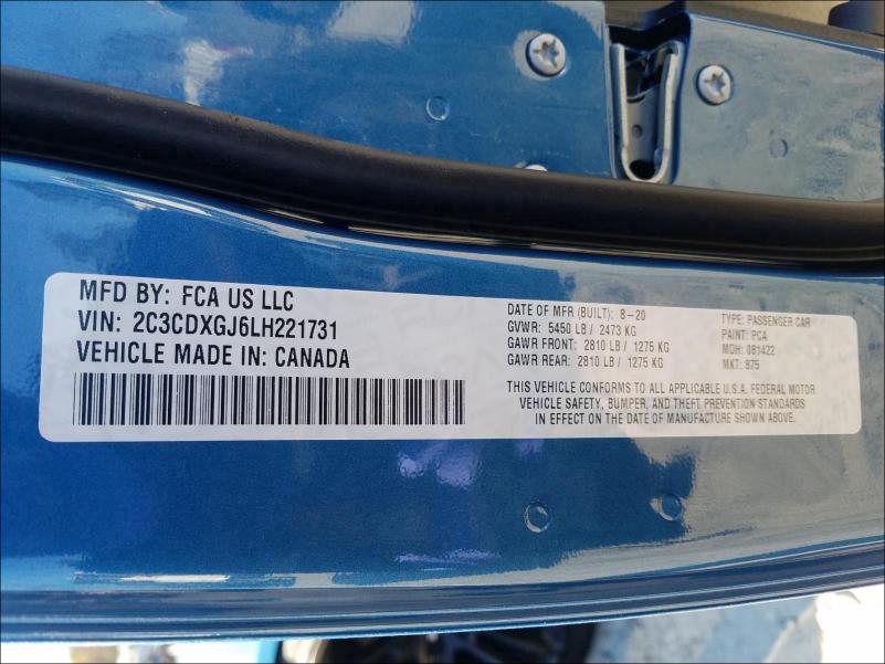 Photo 9 VIN: 2C3CDXGJ6LH221731 - DODGE CHARGER SC 