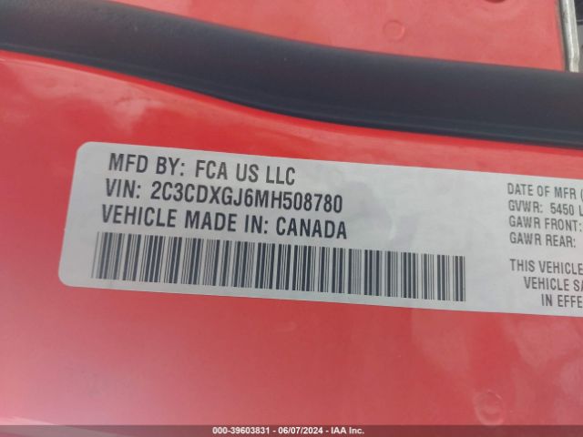 Photo 8 VIN: 2C3CDXGJ6MH508780 - DODGE CHARGER 