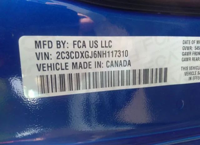 Photo 8 VIN: 2C3CDXGJ6NH117310 - DODGE CHARGER 